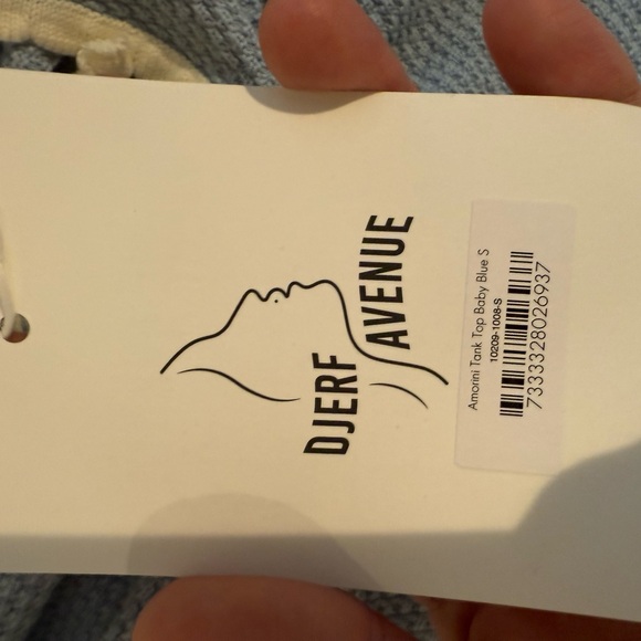 Djerf Avenue Cream and Blue Tie Front Tank Top - Picture 5 of 5